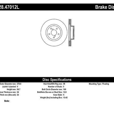 StopTech Drilled Sport Brake Rotor
