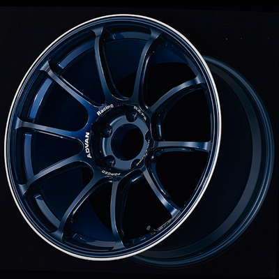 Advan RZ-F2 18x9.5 +29 5x114.3 Racing Titanium Blue and Ring Wheel