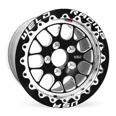 Weld S77 15x10.33 / 5x4.5 BP / 7.5in. BS Black Wheel (Low Pad) - Black Single Beadlock MT