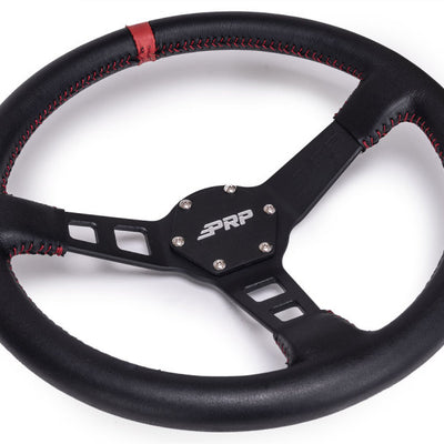 PRP Deep Dish Leather Steering Wheel- Red