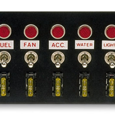Moroso Toggle Switch Panel - Accessory - 4in x 6.75in - Five On/Off Switches