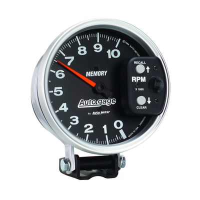 Autometer 5 inch 10,000 RPM w/ Peak Memory Pedestal Tachometer Auto Gauge - Black