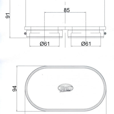 BMC Twin Air Carburetor Filter - 61mm x 2 ID / 74mm H