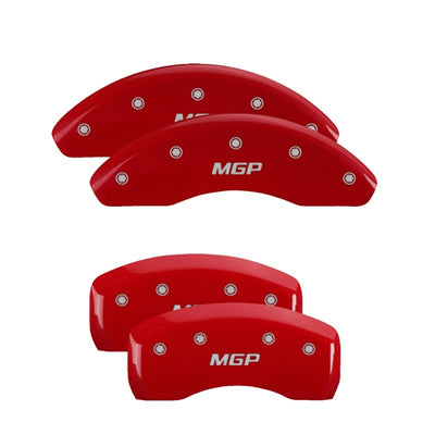 MGP 4 Caliper Covers Engraved Front & Rear MGP Red Finish Silver Char 2019 Mercedes-Benz C43 AMG